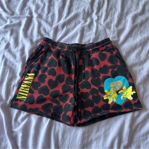 Nirvana Allover Print Heart-Shaped Box Short